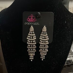 Paparazzi Sparkling Silver Cascade Earrings